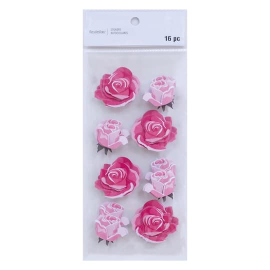 Pink Rose Floral Dimensional Stickers by Recollections™